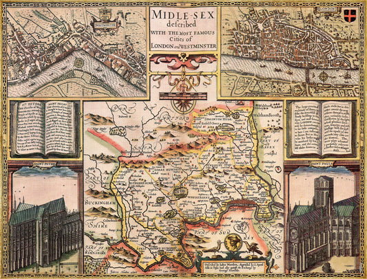Historische Karte von Middlesex, 1000-teiliges Puzzle (1610)