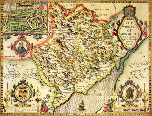Historische Karte von Monmouthshire, 1000-teiliges Puzzle (1610)