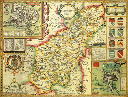 Historische Karte von Northamptonshire, 1000-teiliges Puzzle (1610)
