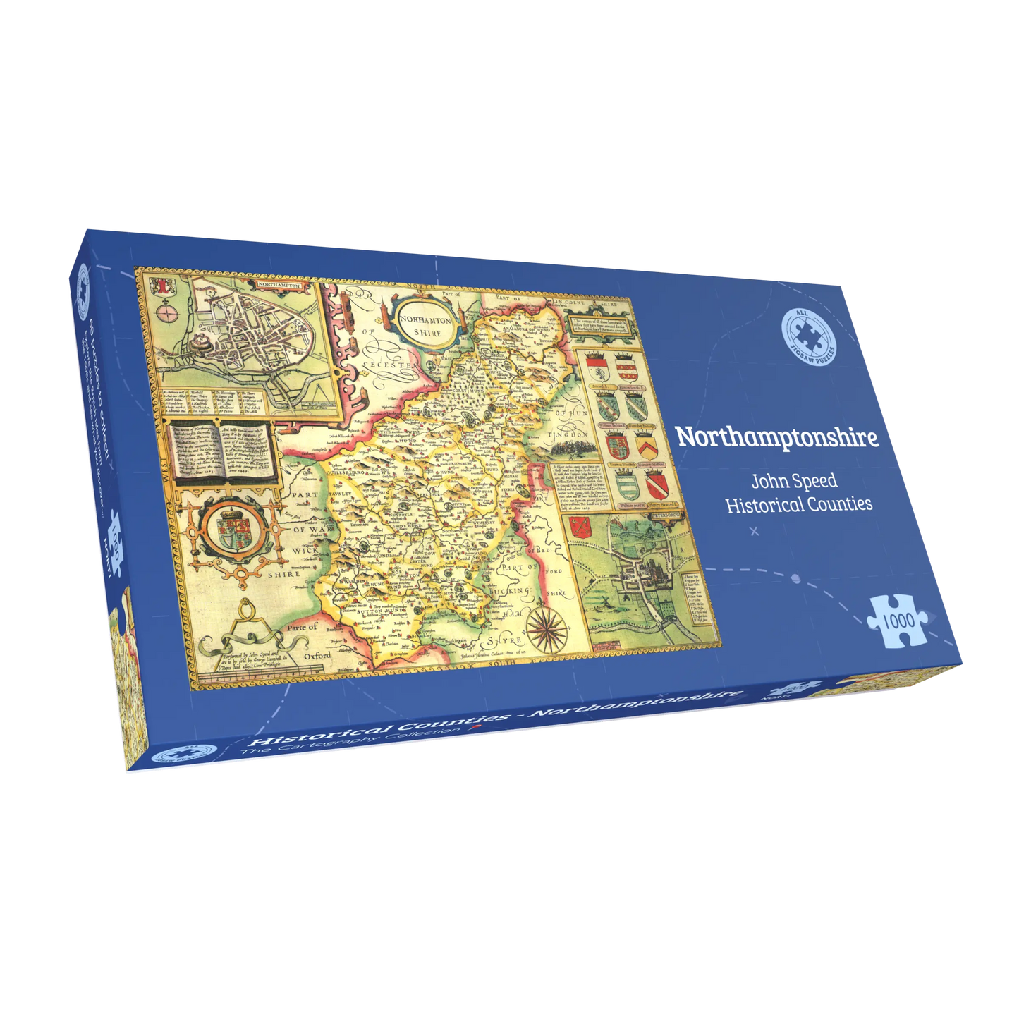 Historische Karte von Northamptonshire, 1000-teiliges Puzzle (1610)