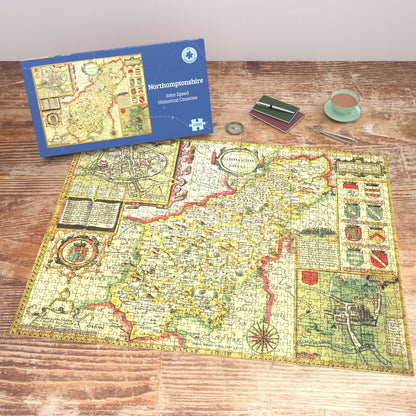 Historische Karte von Northamptonshire, 1000-teiliges Puzzle (1610)