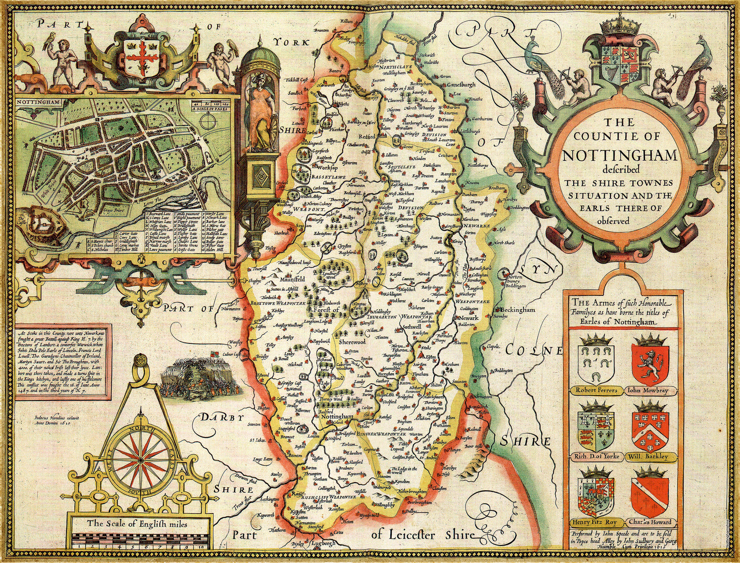 Puzzle 1000 pièces Carte historique du Nottinghamshire (1610)