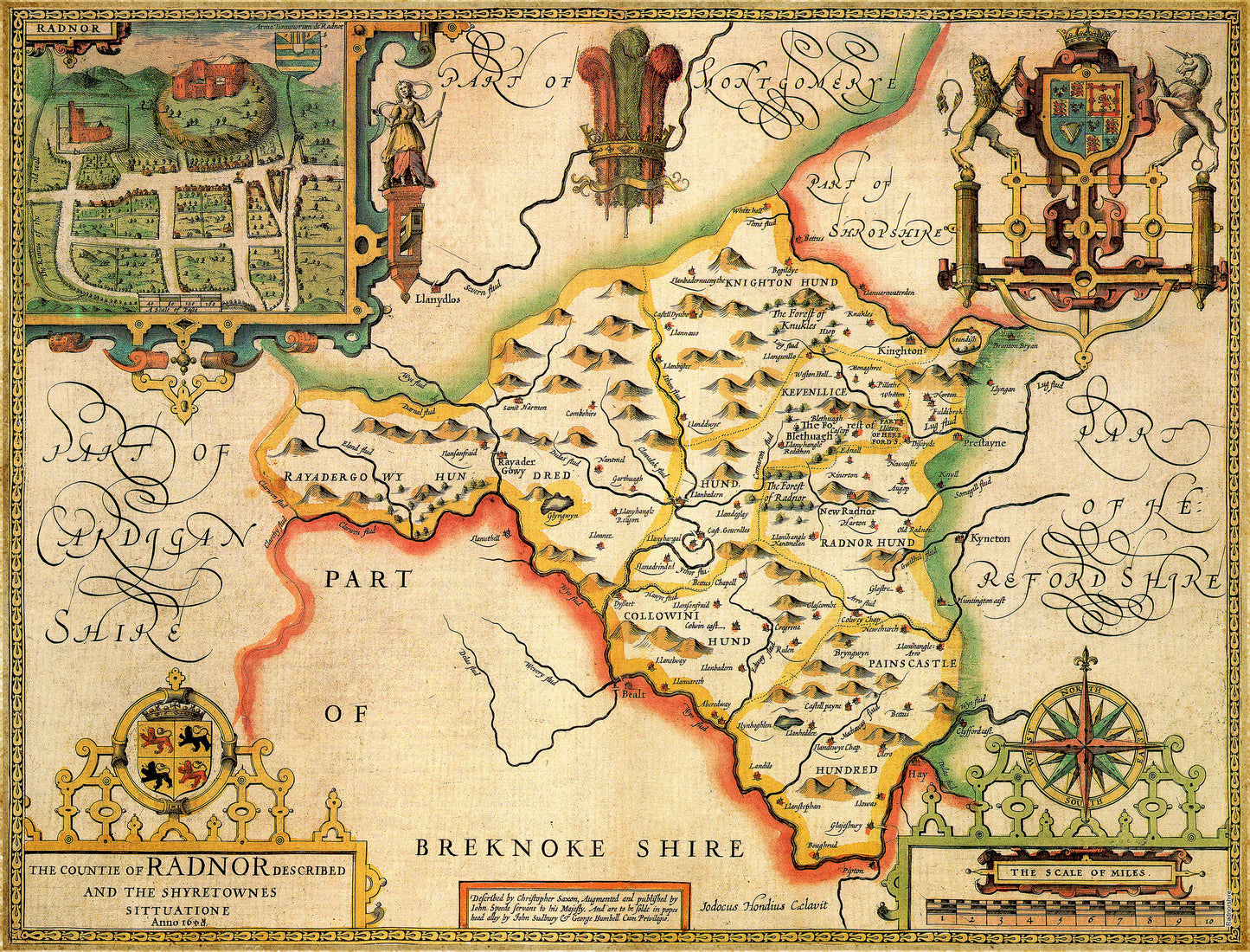 Radnorshire Historische Karte 1000-teiliges Puzzle (1610)