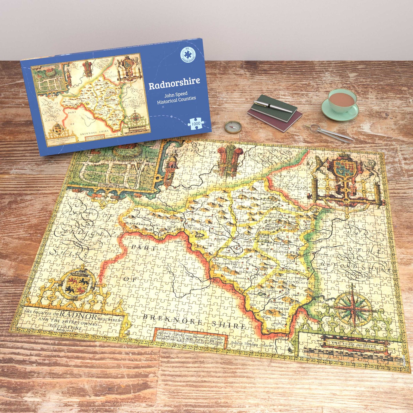 Radnorshire Historische Karte 1000-teiliges Puzzle (1610)