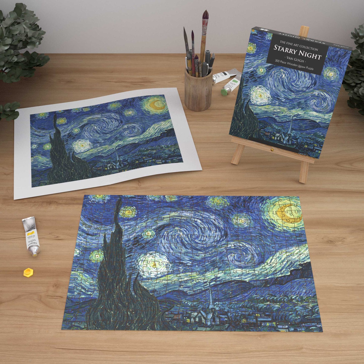Starry Night by Vincent van Gogh 300 Piece Wooden Jigsaw Puzzle
