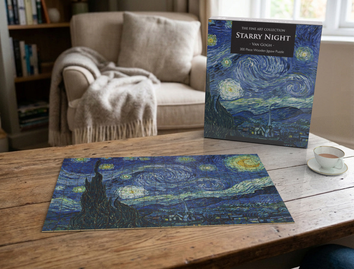 Starry Night by Vincent van Gogh 300 Piece Wooden Jigsaw Puzzle