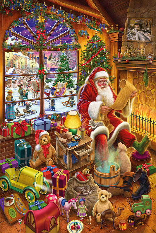 Santa's Christmas list - 300 Piece Wooden Jigsaw Puzzle