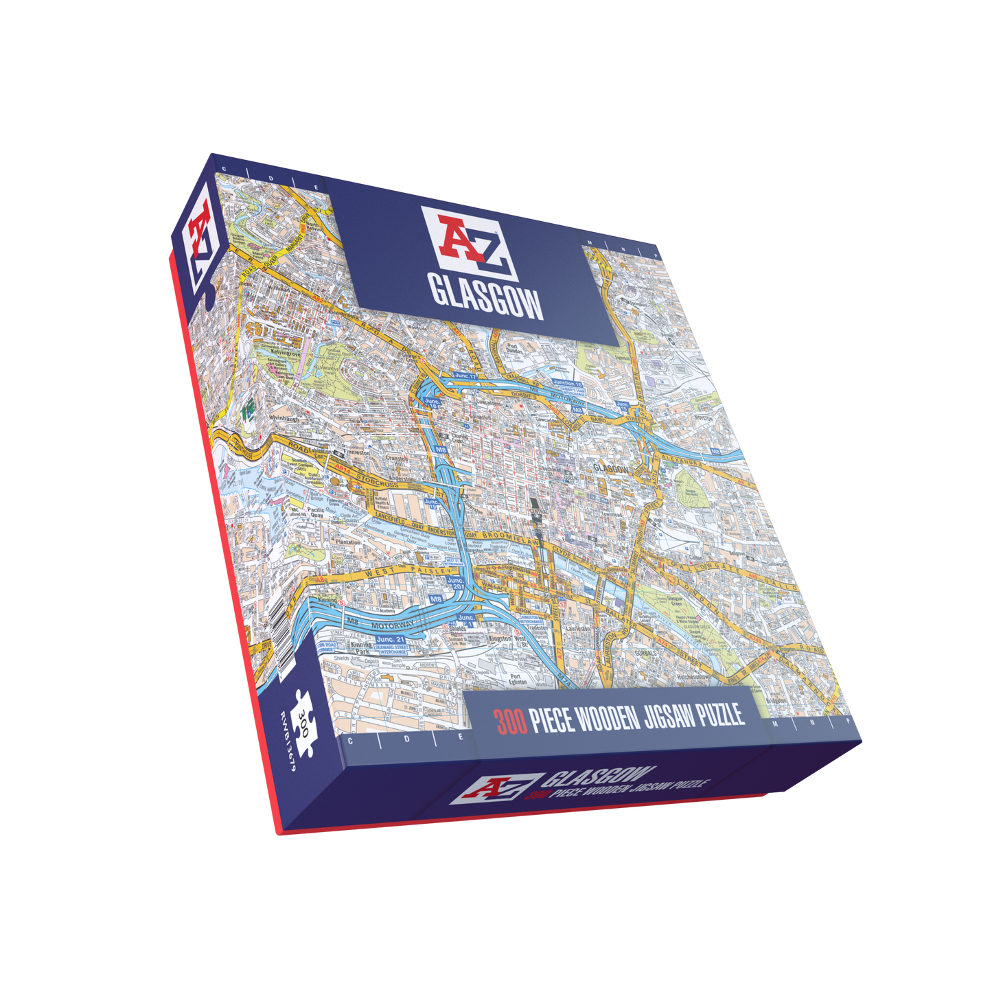 Puzzle mit 1000 Teilen, Karte von Glasgow von A bis Z
