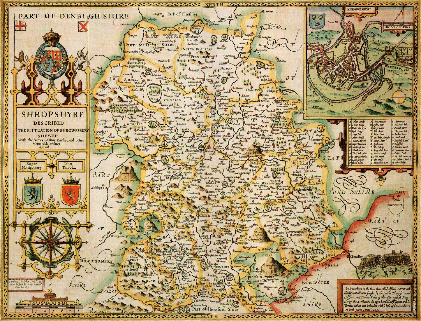 Puzzle 1000 pièces de la carte historique du Shropshire (1610)
