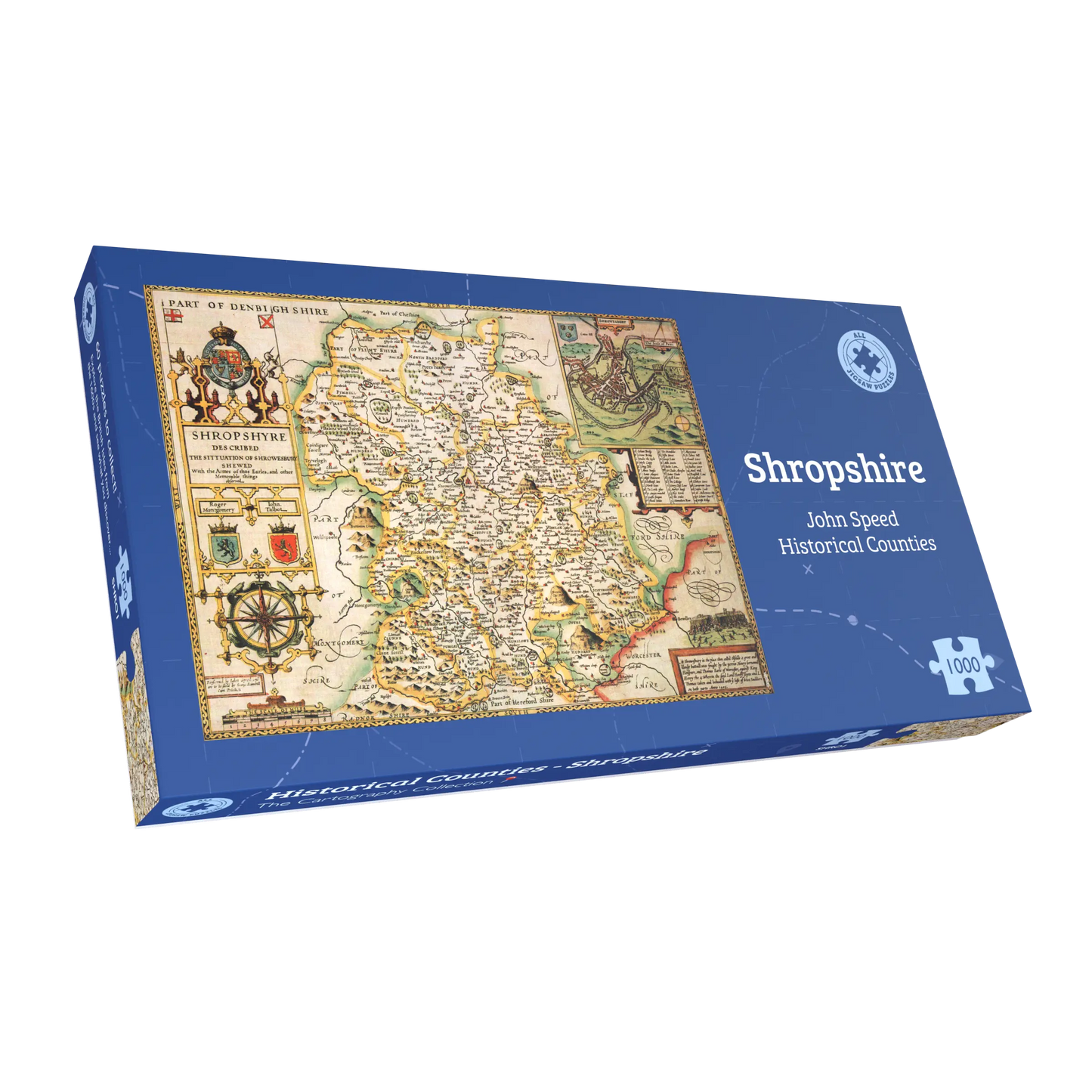 Puzzle 1000 pièces de la carte historique du Shropshire (1610)