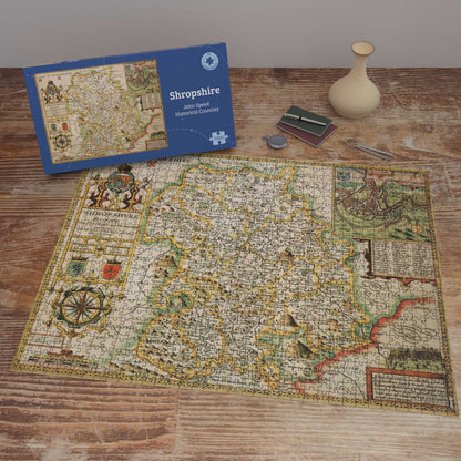 Puzzle 1000 pièces de la carte historique du Shropshire (1610)