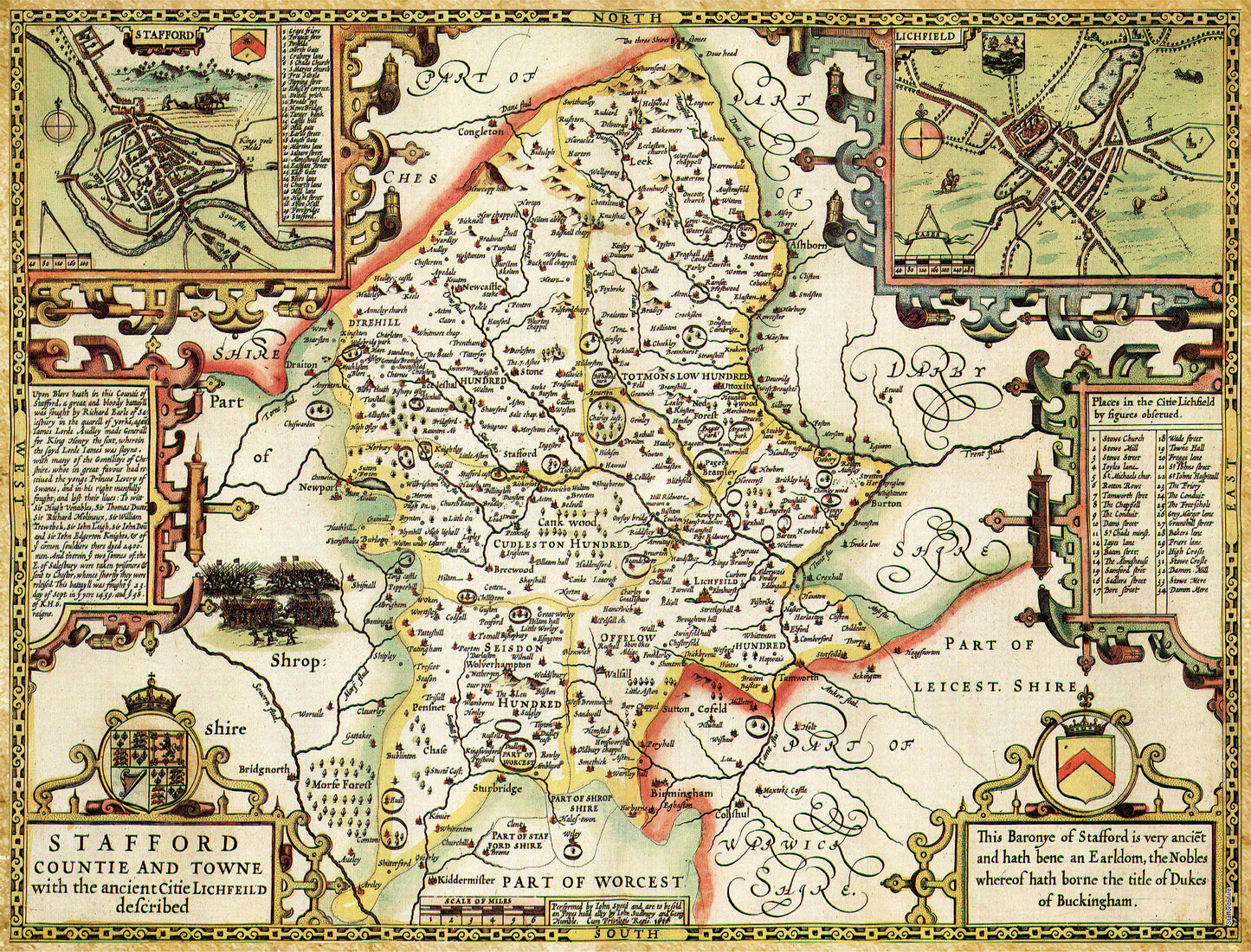 Puzzle 1000 pièces Carte historique du Staffordshire (1610)