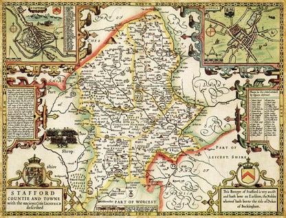 Puzzle 1000 pièces Carte historique du Staffordshire (1610)