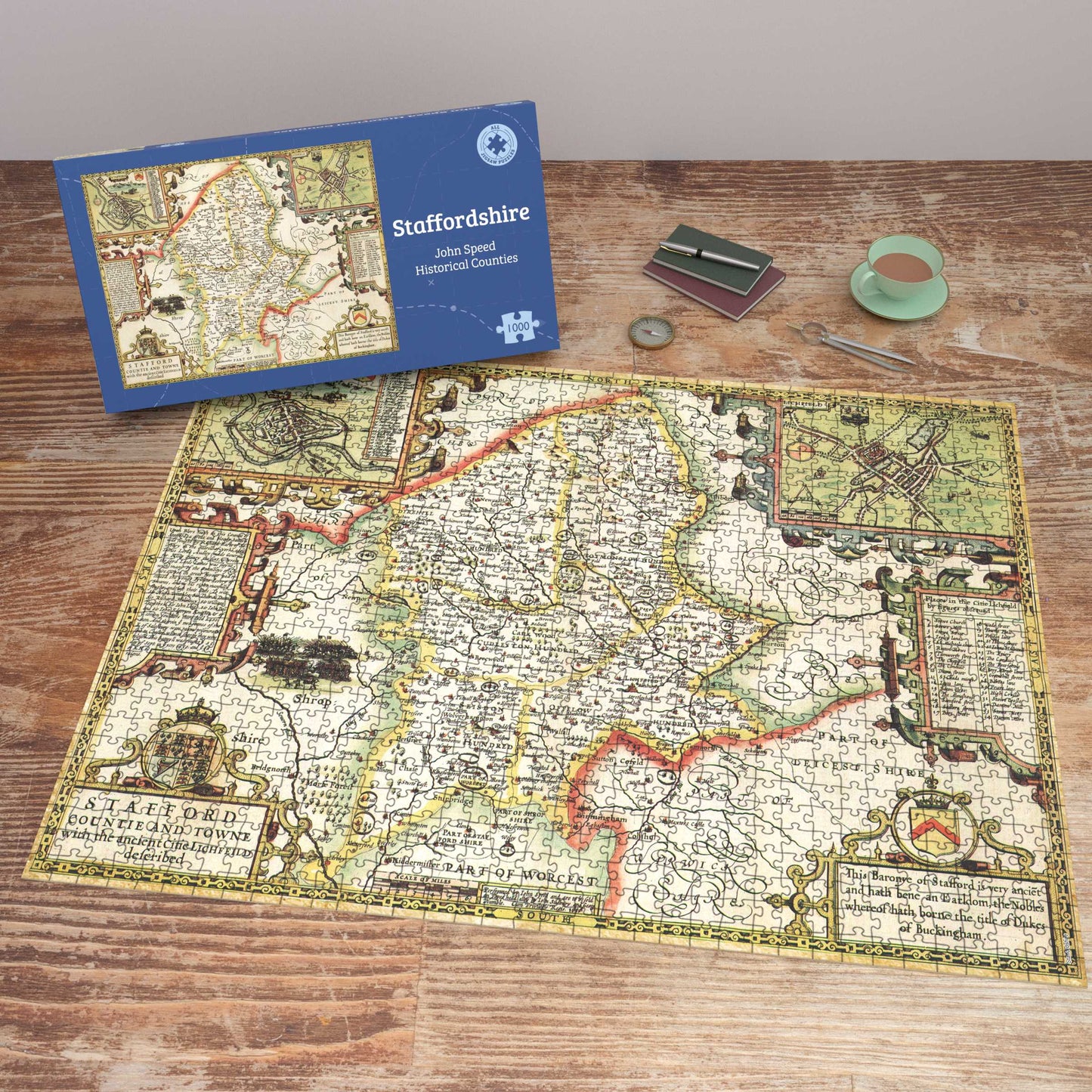Puzzle 1000 pièces Carte historique du Staffordshire (1610)