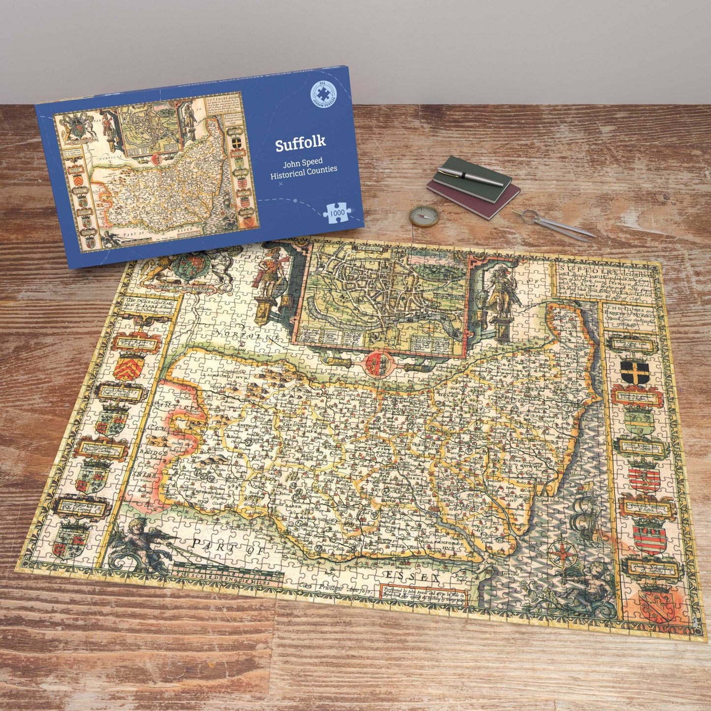Suffolk Historical Map 1000 Piece Jigsaw Puzzle (1610)