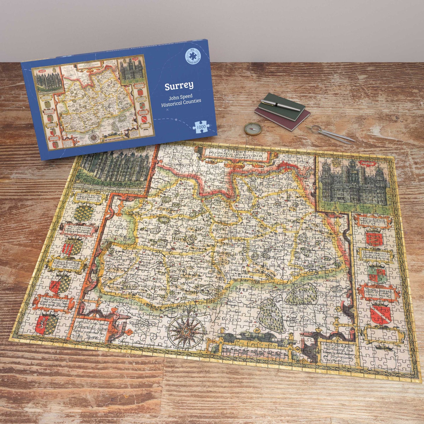 Puzzle 1000 pièces Carte historique du Surrey (1610)