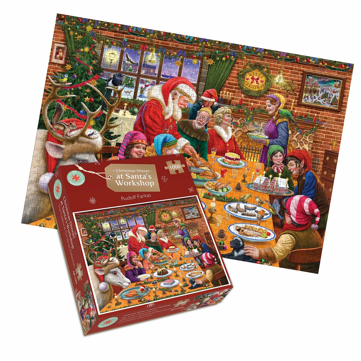Dîner de Noël à l'atelier du Père Noël - Puzzles 1000 pièces