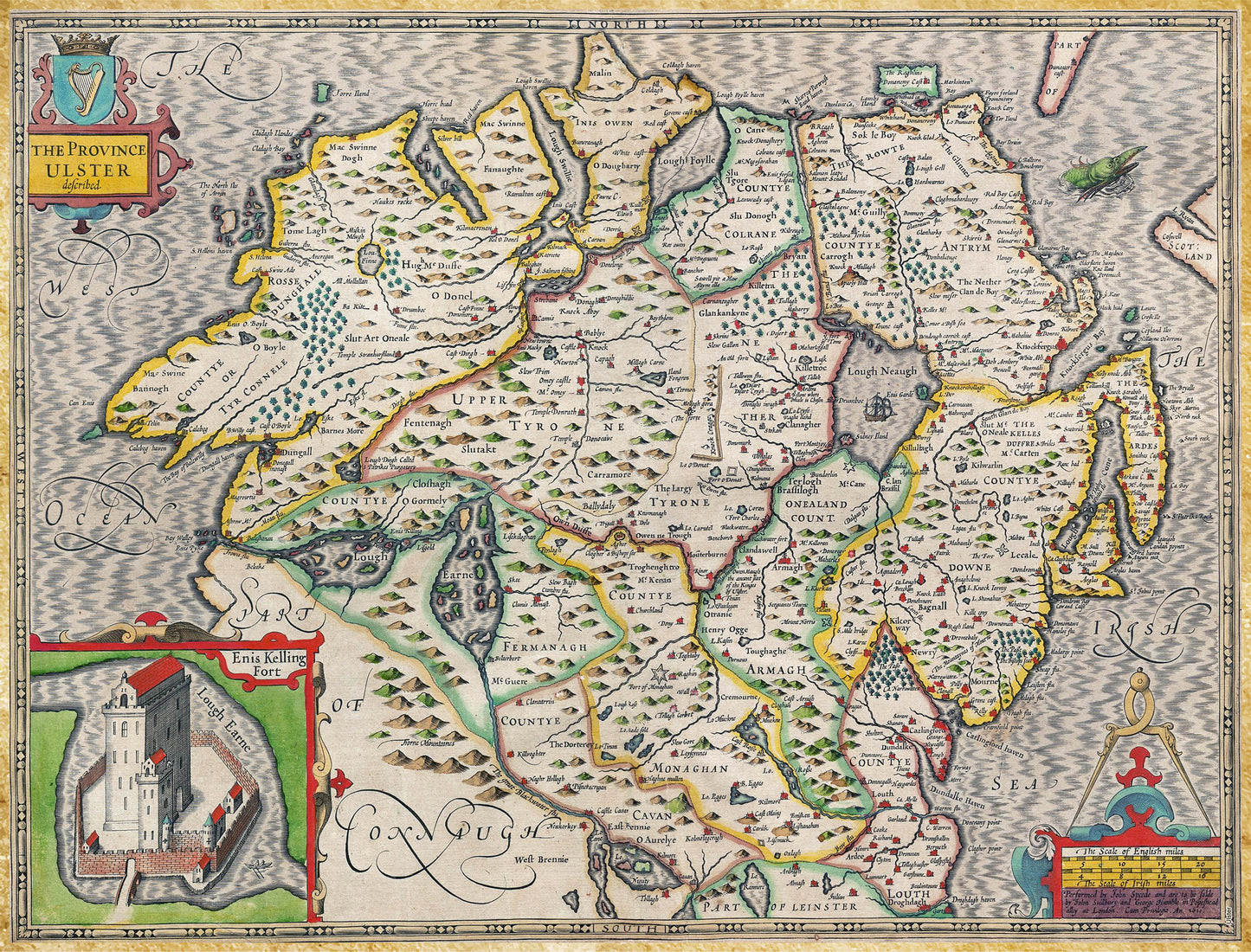 Puzzle 1000 pièces de la carte historique de l'Ulster (1610)