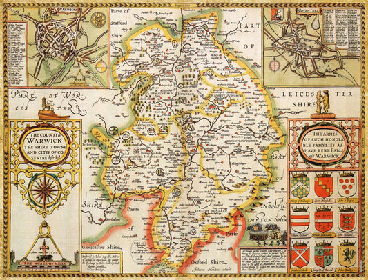 Historische Karte von Warwickshire, 1000-teiliges Puzzle (1610)