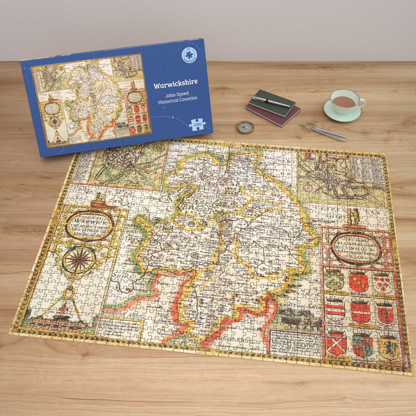 Warwickshire Historical Map 1000 Piece Jigsaw Puzzle (1610)