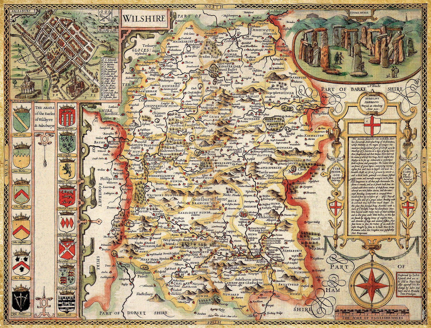 Puzzle 1000 pièces Carte historique du Wiltshire (1610)