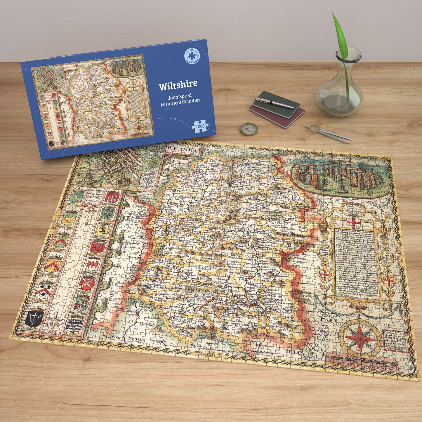 Puzzle 1000 pièces Carte historique du Wiltshire (1610)