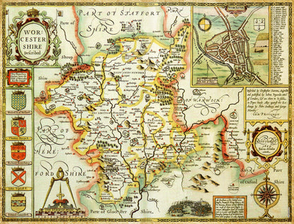 Puzzle 1000 pièces de la carte historique du Worcestershire (1610)