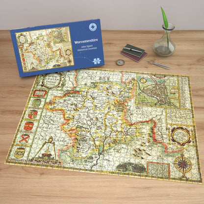 Puzzle 1000 pièces de la carte historique du Worcestershire (1610)
