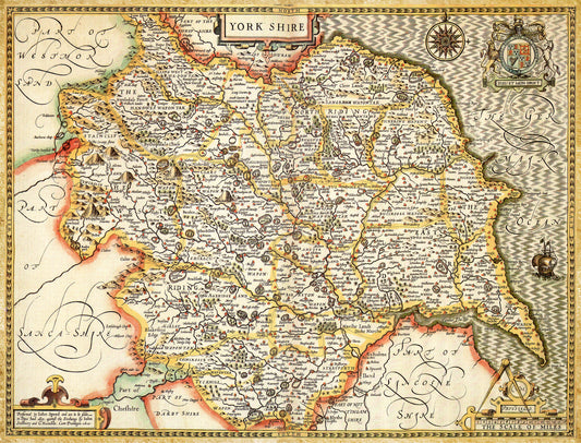Historische Karte von Yorkshire, 1000-teiliges Puzzle (1610)