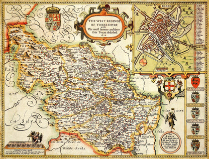 Puzzle 1000 pièces, carte historique du Yorkshire West Riding (1610)