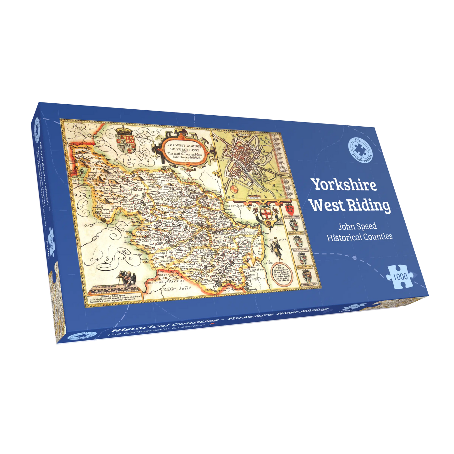 Puzzle 1000 pièces, carte historique du Yorkshire West Riding (1610)