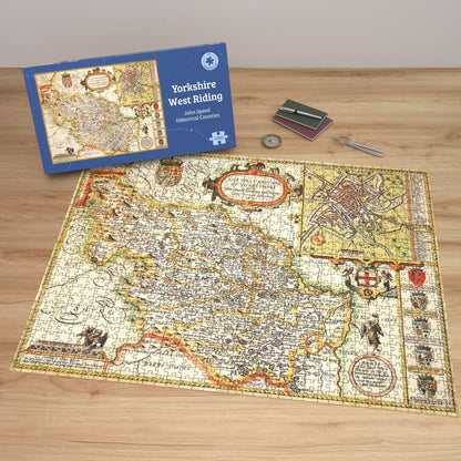 Puzzle 1000 pièces, carte historique du Yorkshire West Riding (1610)