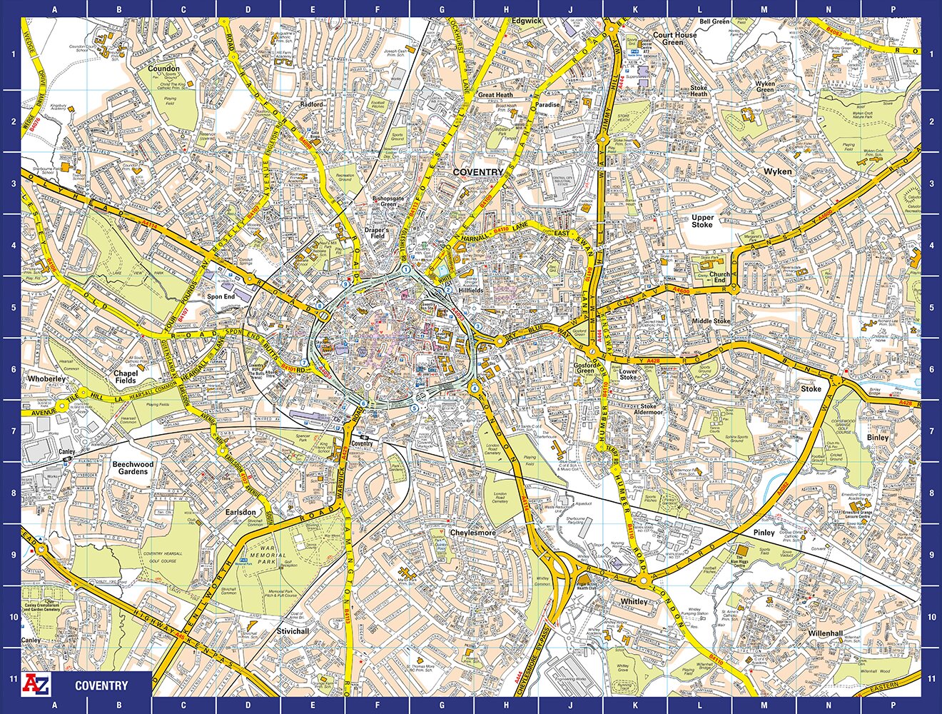Puzzle 1000 pièces de la carte de Coventry de A à Z