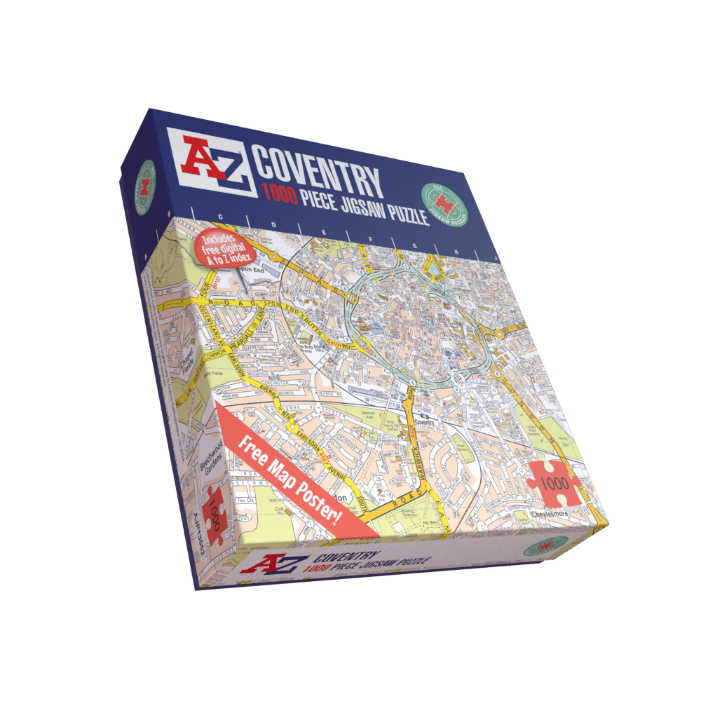 Puzzle 1000 pièces de la carte de Coventry de A à Z