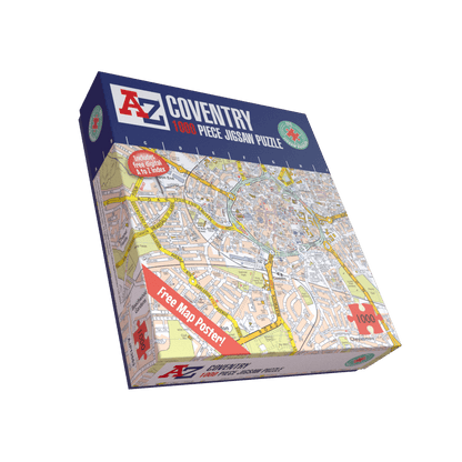 Puzzle 1000 pièces de la carte de Coventry de A à Z