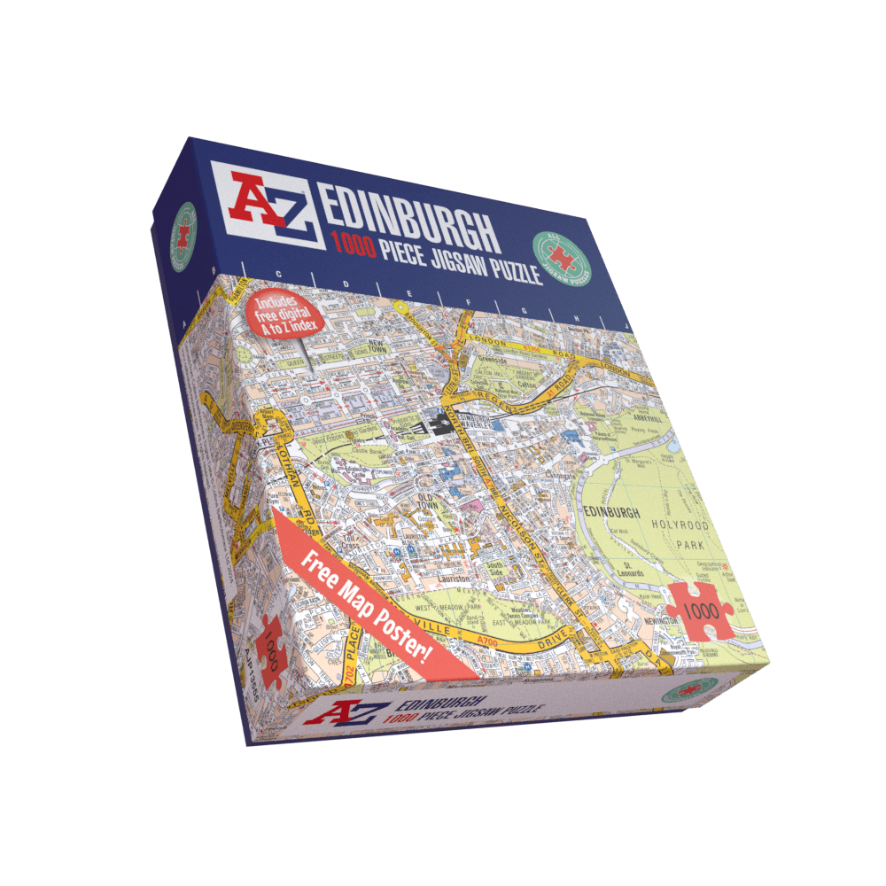 Puzzle mit 1000 Teilen, Karte von Edinburgh von A bis Z