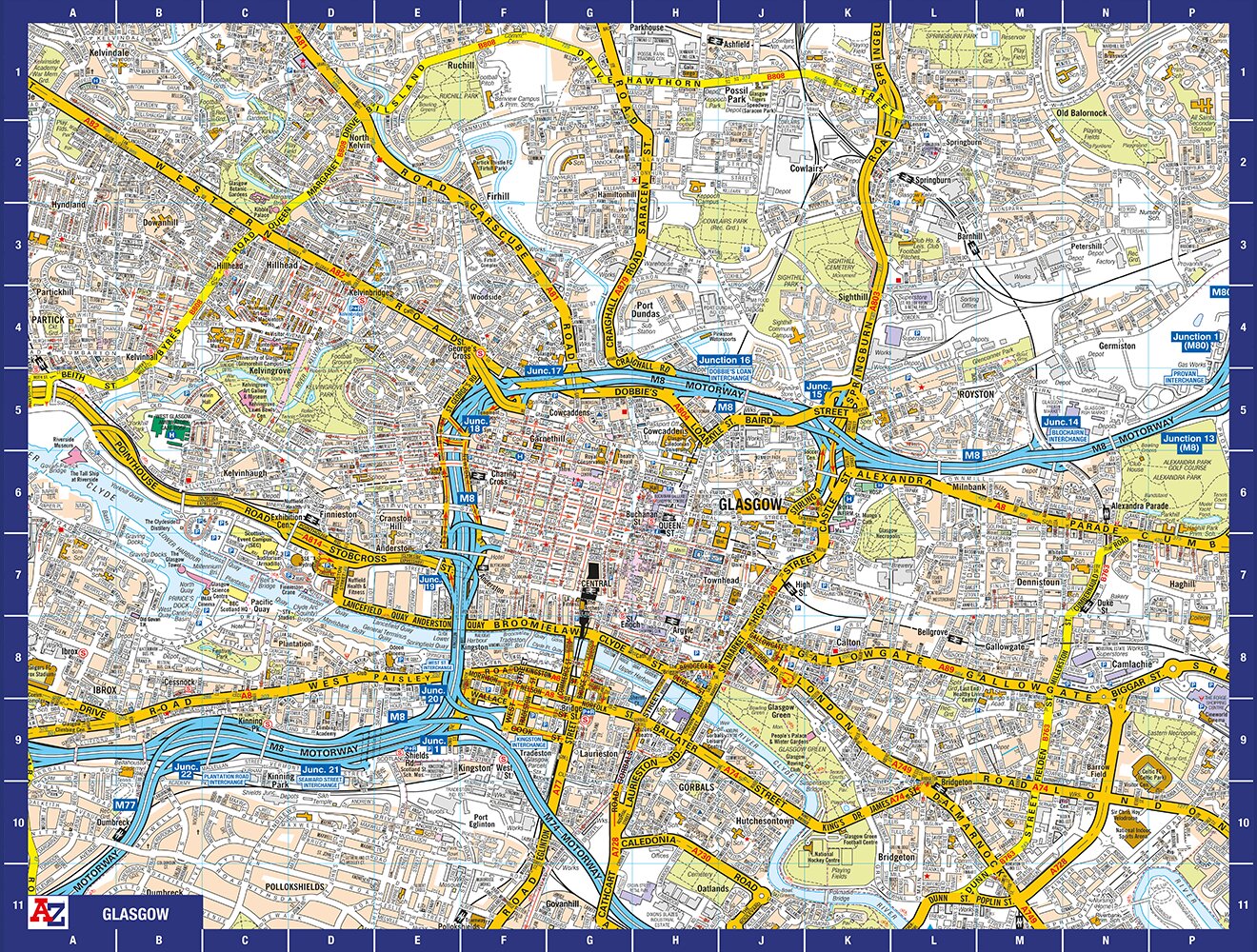 Puzzle mit 1000 Teilen, Karte von Glasgow von A bis Z
