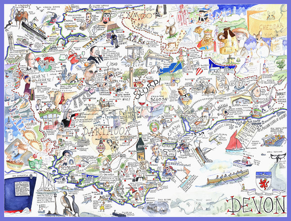 Funny Map Of Devon 1000 Piece Jigsaw Puzzle By Tim Bulmer | 66x50cm Adult Challenging Puzzle