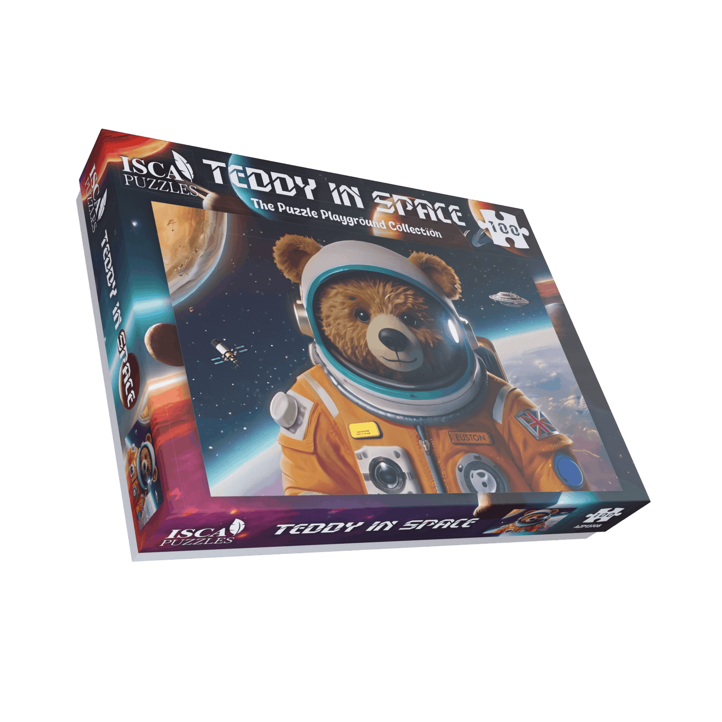 Teddy im Weltraum, 100-teiliges Holzpuzzle