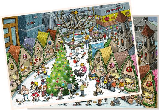 Puzzle 2 x 1000 pièces Djigsaw Vu au marché de Noël