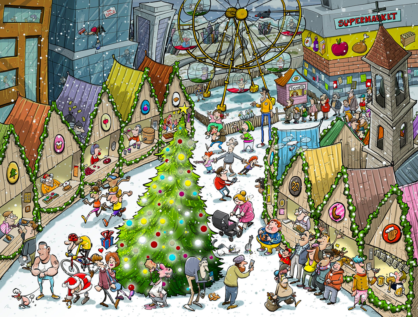 Puzzle 2 x 1000 pièces Djigsaw Vu au marché de Noël