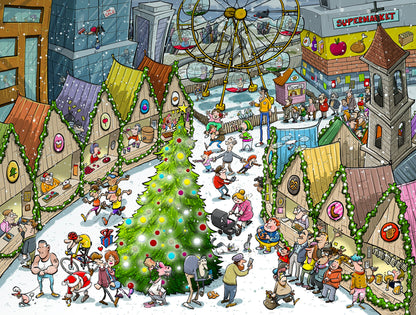 Puzzle 2 x 1000 pièces Djigsaw Vu au marché de Noël