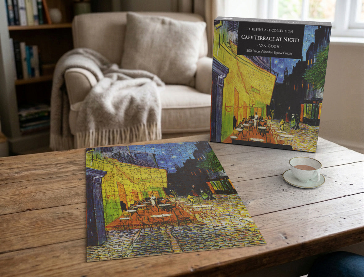 Caféterrasse bei Nacht von Van Gogh, 300-teiliges Holzpuzzle