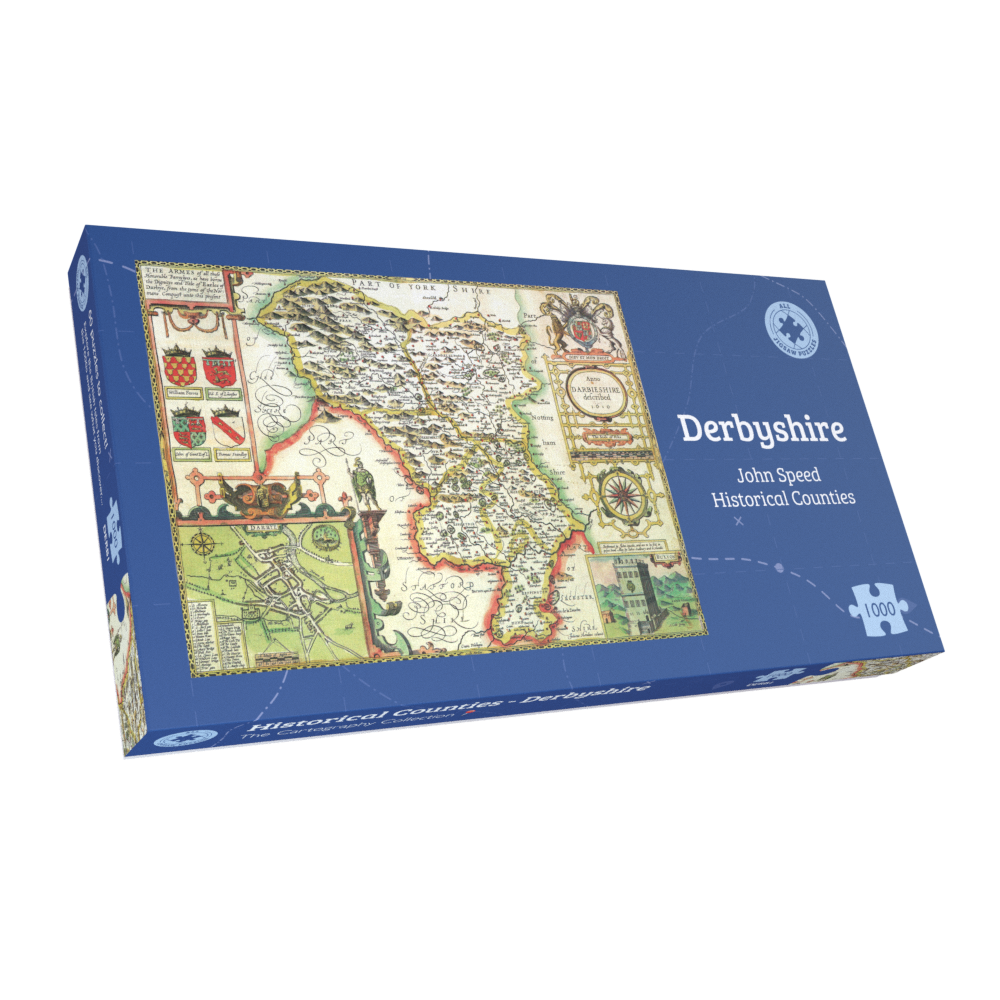 Historische Karte von Derbyshire, 1000-teiliges Puzzle (1610)
