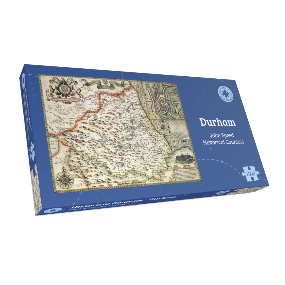 Historische Karte von Durham, 1000-teiliges Puzzle (1610)