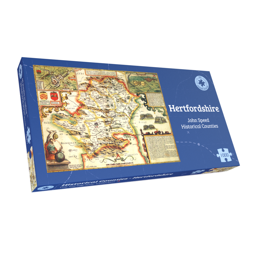Historische Karte von Hertfordshire, 1000-teiliges Puzzle (1610)