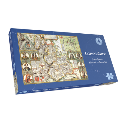 Historische Karte von Lancashire, 1000-teiliges Puzzle (1610)