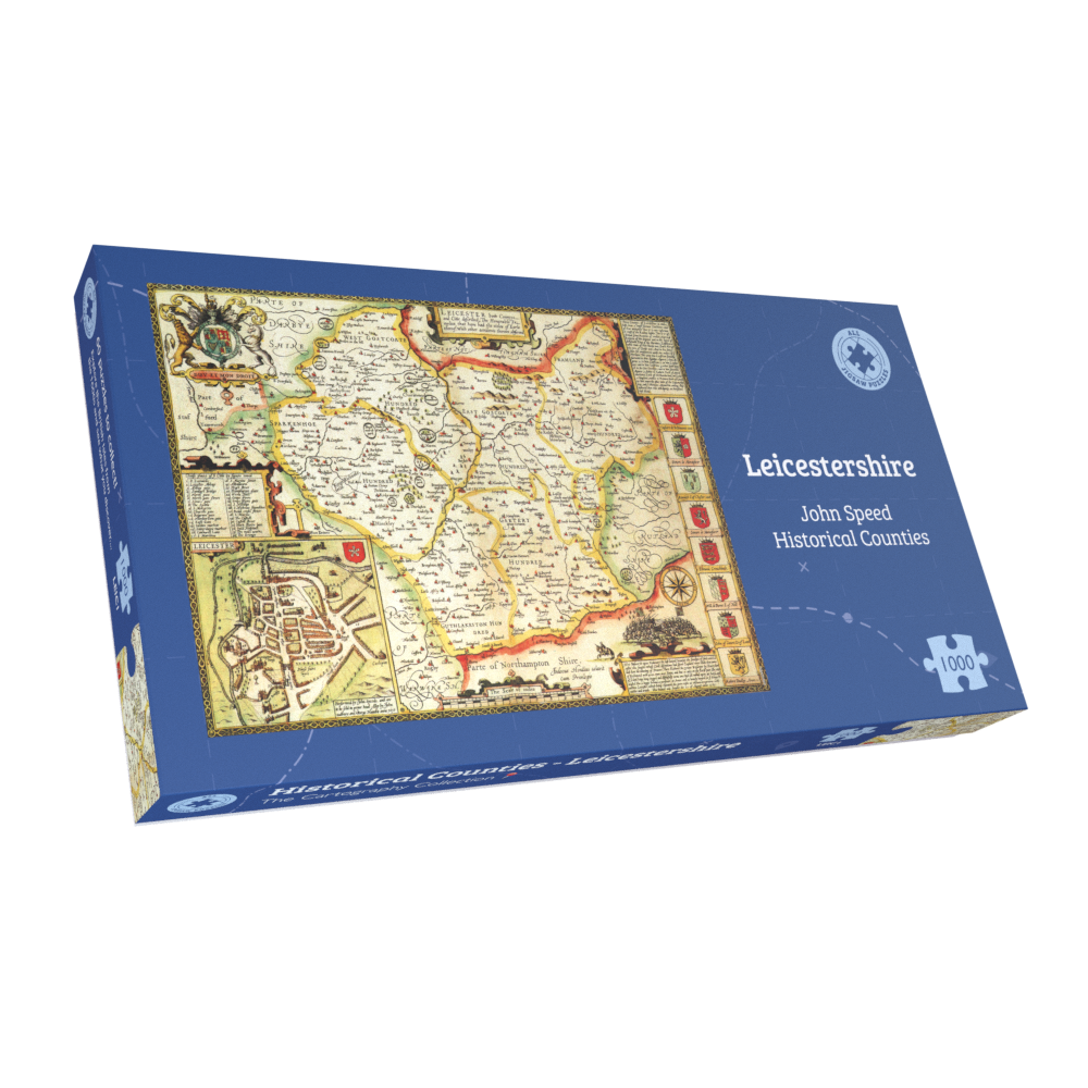 Historische Karte von Leicestershire, 1000-teiliges Puzzle (1610)