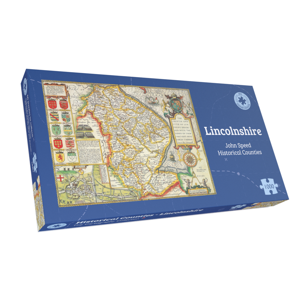 Historische Karte von Lincolnshire, 1000-teiliges Puzzle (1610)
