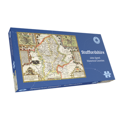 Historische Karte von Staffordshire, 1000-teiliges Puzzle (1610)